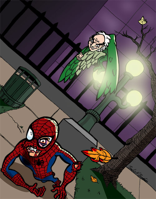 SpiderMan's butt whuppin' for today comes courtesy of The Vulture 